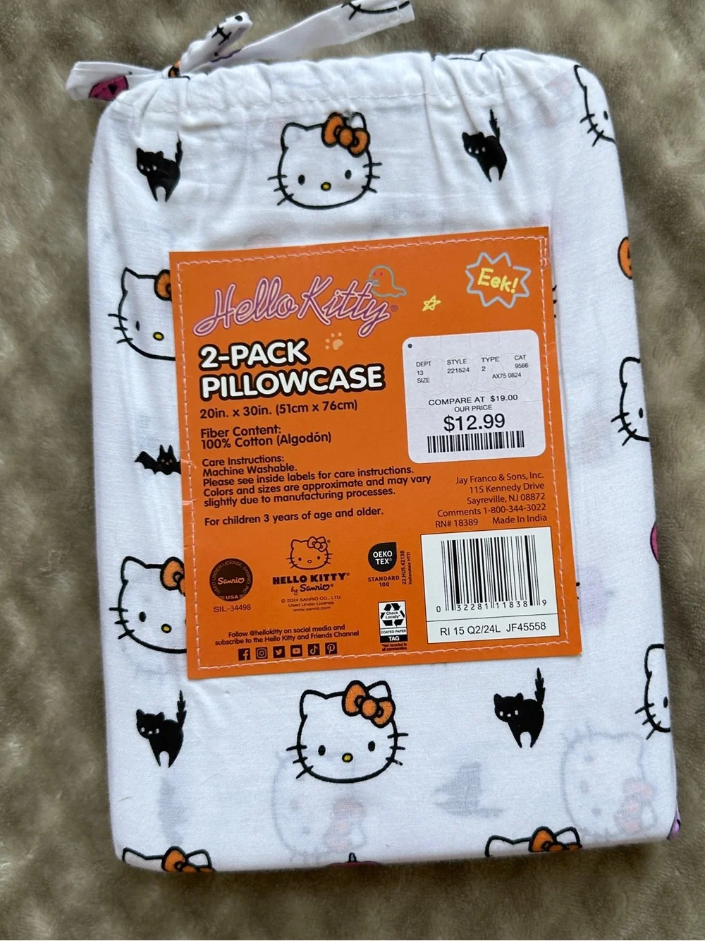 Hello Kitty Halloween Pumpkin Pillowcases